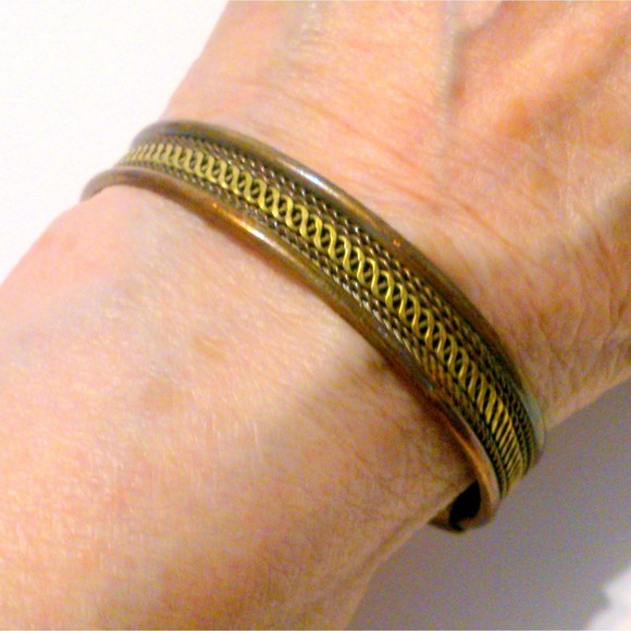 Vintage Copper and Brass Boho Inspired Cuff Bracelet - Picture 4 of 4